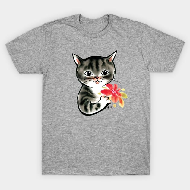 Cat with flower to mom T-Shirt by juliewu